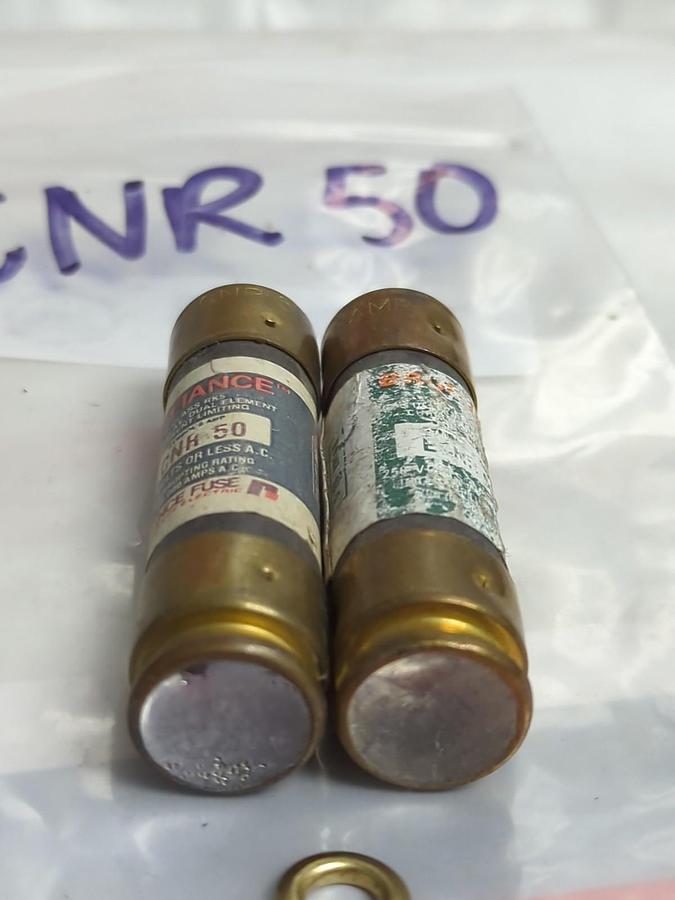 Used RELIANCE,ECNR50,TIME DELAY 50 AMP FUSE LOT OF 2 PRE-OWNED