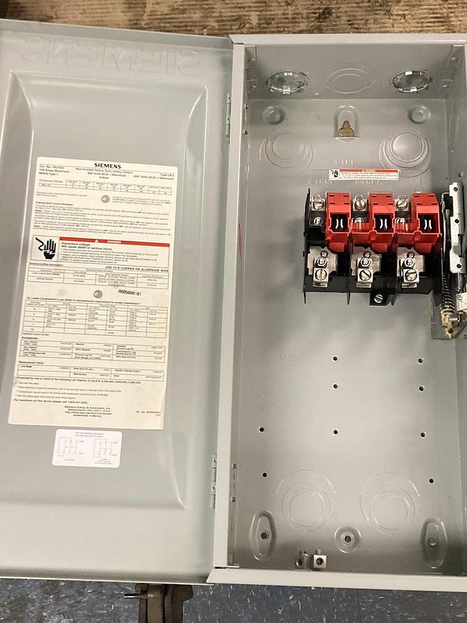 Used Siemens,HNF363,Non-Fusible Heavy Duty Safety Switch 100A 600VAC