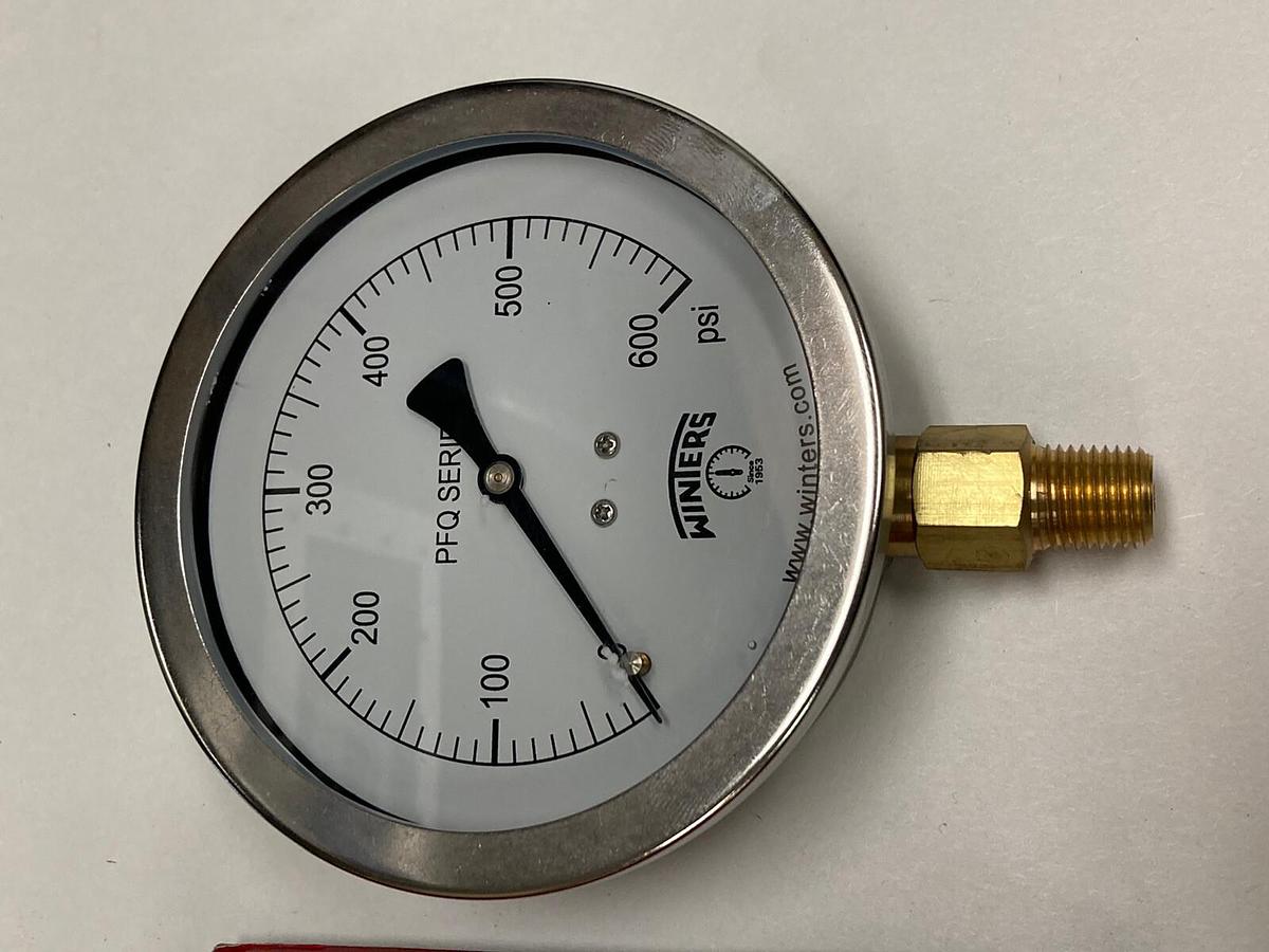 Winters Gauge,PFQ716R1,4 INCH Face SS Case 1/4 INCH NPT 0-600 PSI