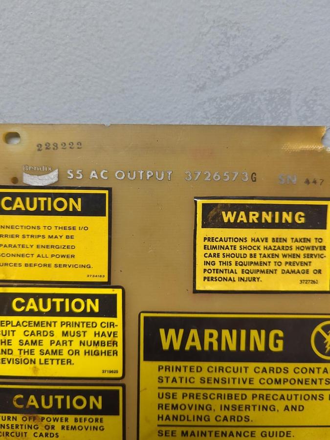 Used BENDIX,3726573G,S5 AC OUTPUT PANEL PRE-OWNED