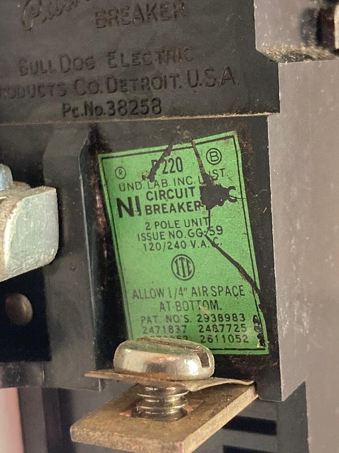 Used ITE Pushmatic,P220,Double Pole Circuit Breaker 120/240VAC