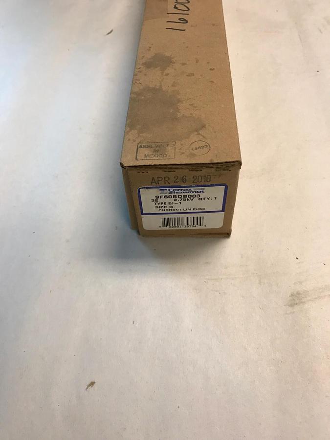 Used Ferraz Shawmut,9F60BdB003,Fuse 2.75KV Type EJ-1