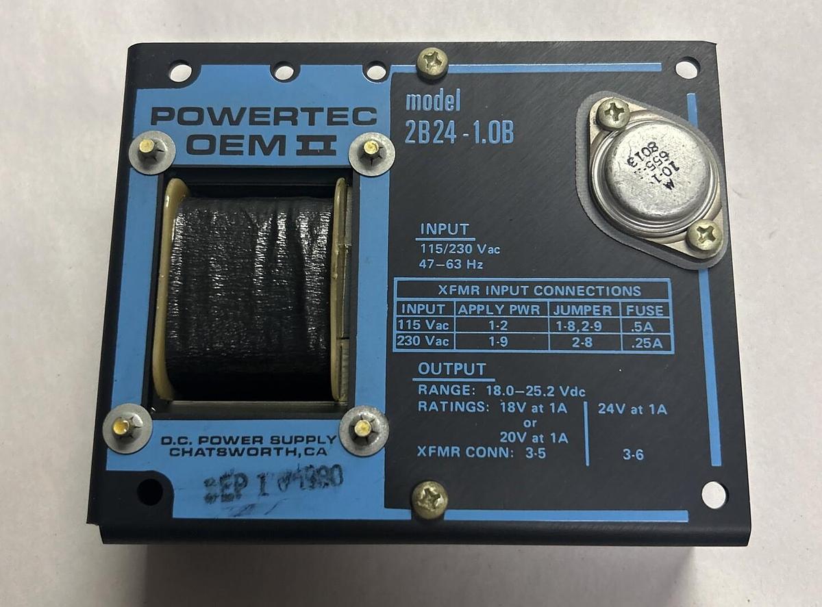 POWERTEC,2B24-1.0B,DC POWER SUPPLY NOS