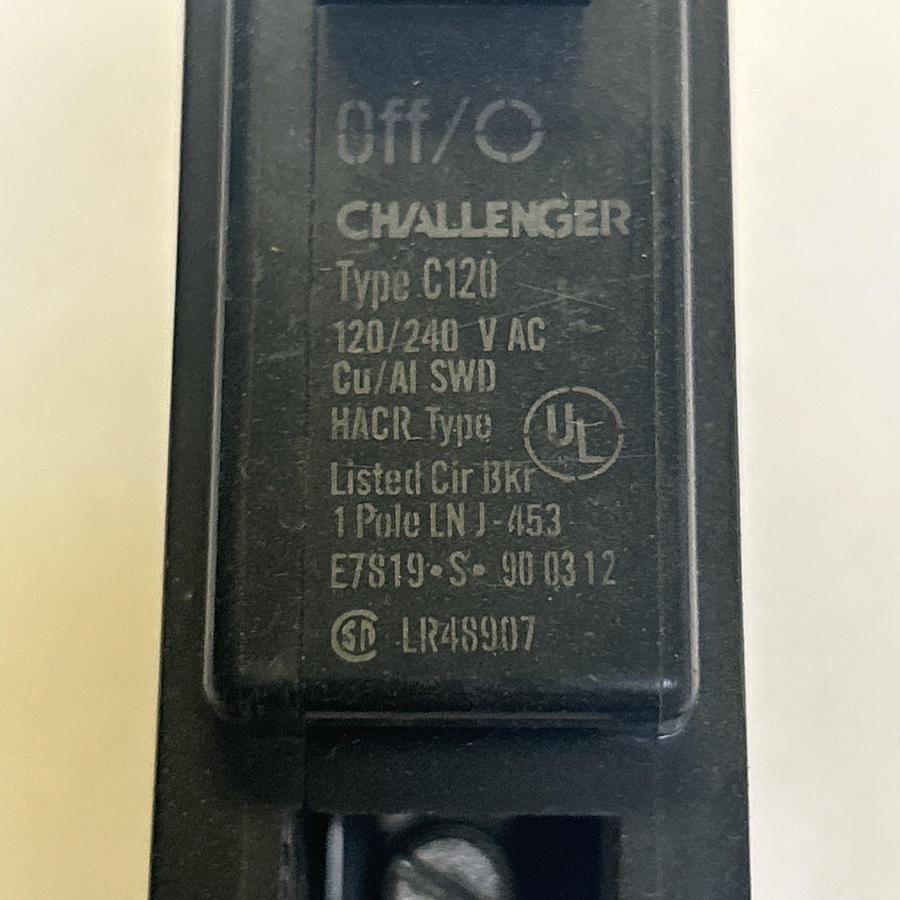 Used CHALLENGER,C120,CIRCUIT BREAKER 20A 120/240V 1P