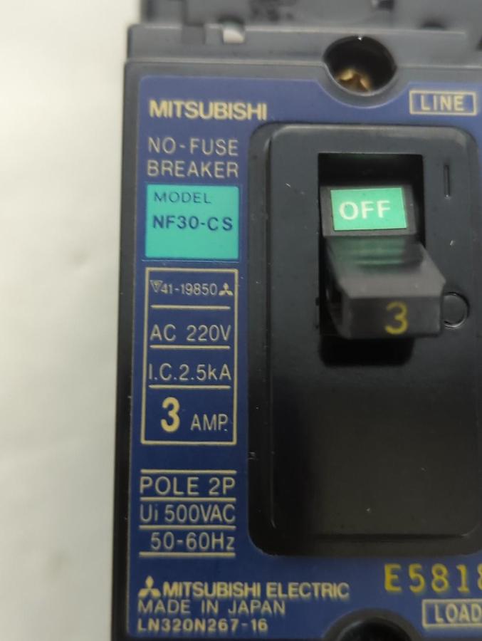 MITSUBISHI,NF30-CS,CIRCUIT BREAKER 3 AMP 2-POLE LOT OF 2 NOS