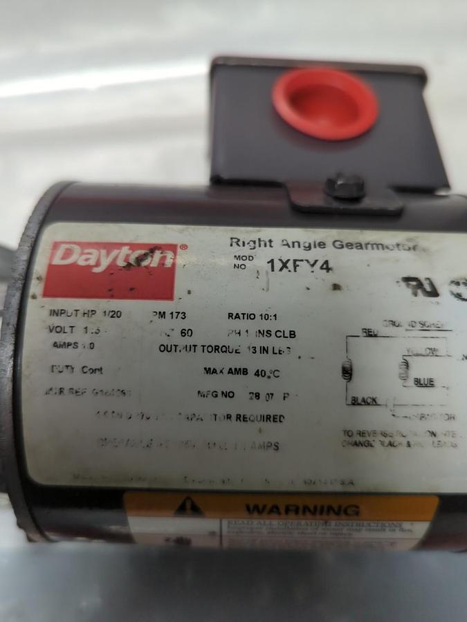 Used DAYTON,1XFY4,RIGHT ANGLE GEAR MOTOR 115V 173 RPM 1 AMP PRE-OWNED