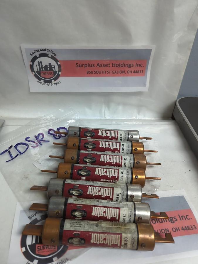 Used LITTELFUSE,IDSR80,INDICATOR FUSE 80 AMP LOT OF 7 PRE-OWNED