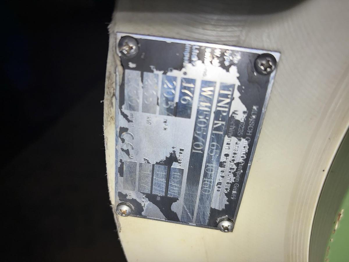 Used MUNSCH,TNP-KL 65-10-160,VERTICAL CHEMICAL CENTRIFUGAL PUMP 20.5 M3/H 5HP 3PH