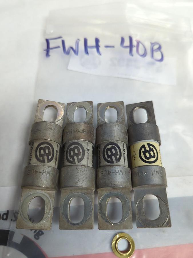Used COOPER BUSSMANN,FWH-40B,SEMICONDUCTOR 40 AMP FUSE LOT 4 OF PRE-OWNED