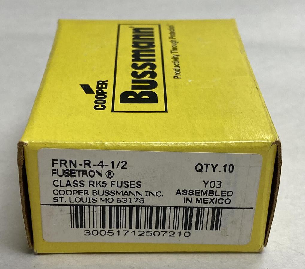 Cooper Bussmann,FRN-R-4-1/2,Fusetron Fuse Lot Of 10 New In Box