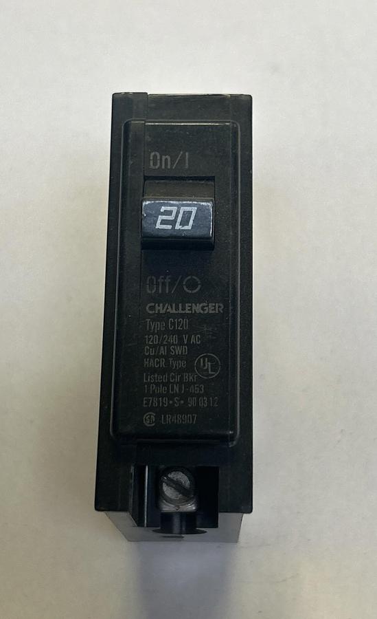 Used CHALLENGER,C120,CIRCUIT BREAKER 20A 120/240V 1P