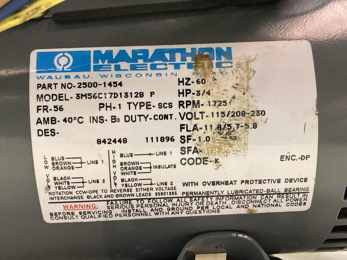 Marathon Electric,3M56C17D1312B-P,1-Phase Electric Motor 3/4Hp 60Hz 56 Frame