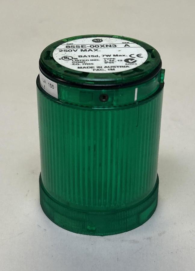 Used ALLEN BRADLEY,855E-00XN3,GREEN STEADY INCANDESCENT STACK LIGHT W/ 855E-LL24G