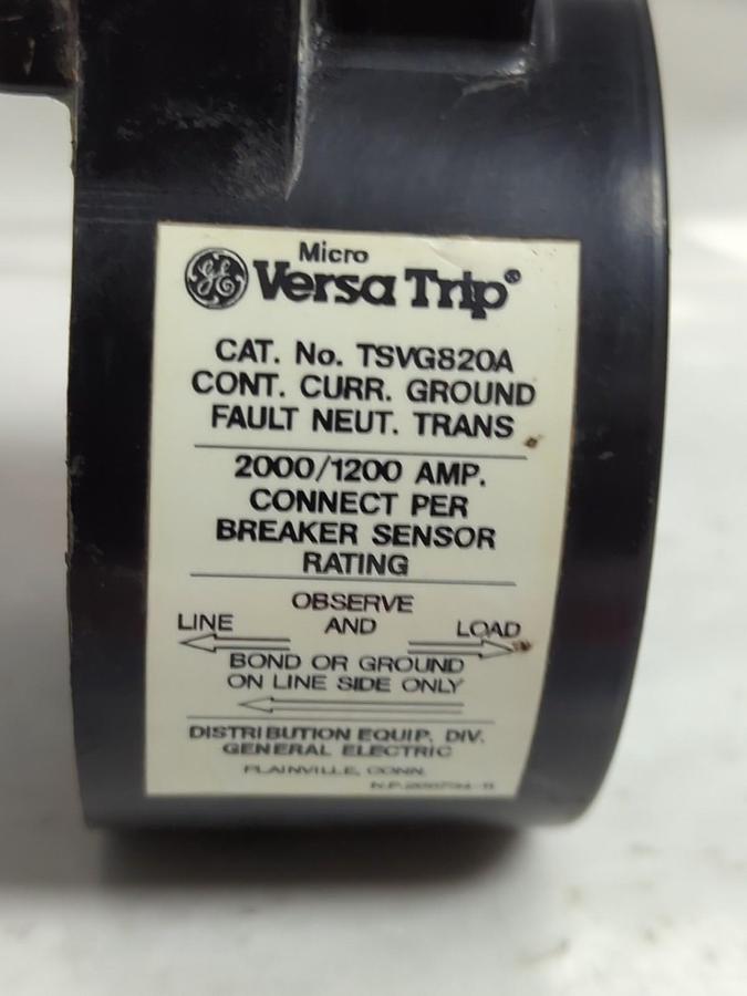 Used MICRO VERSA TRIP,TSVG820A,CURRENT GROUND FAULT NEUTRAL TRANSFORMER PRE-OWNED