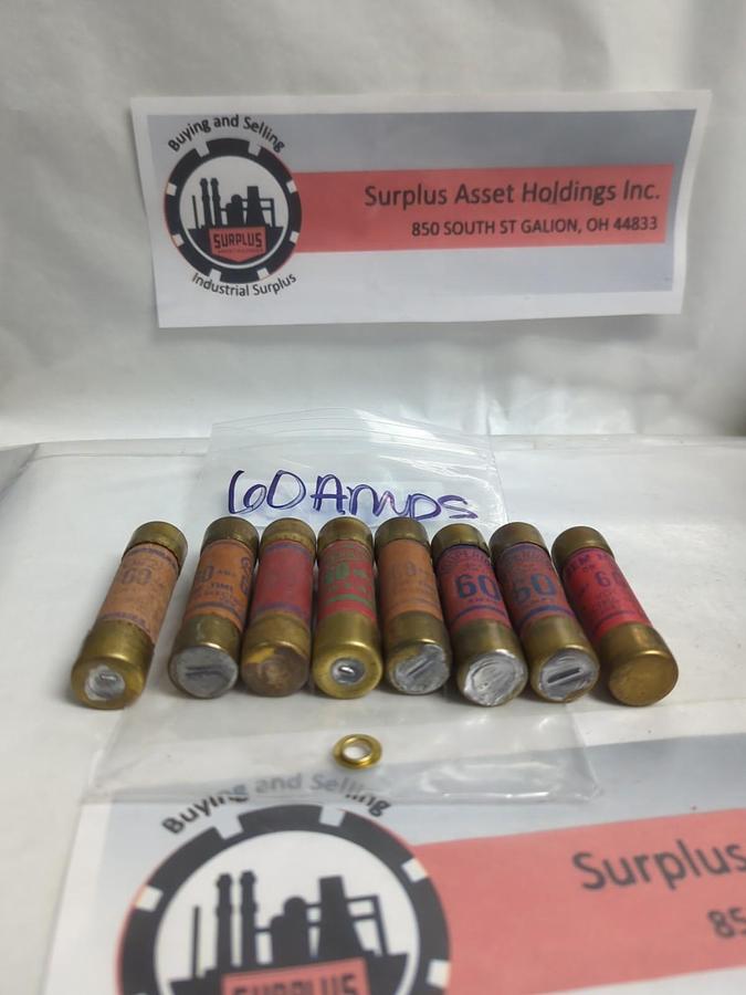 Used ROYAL/ZEM MAJOR,OT60,ONE-TIME 60 AMP FUSE LOT OF 8 PRE-OWNED