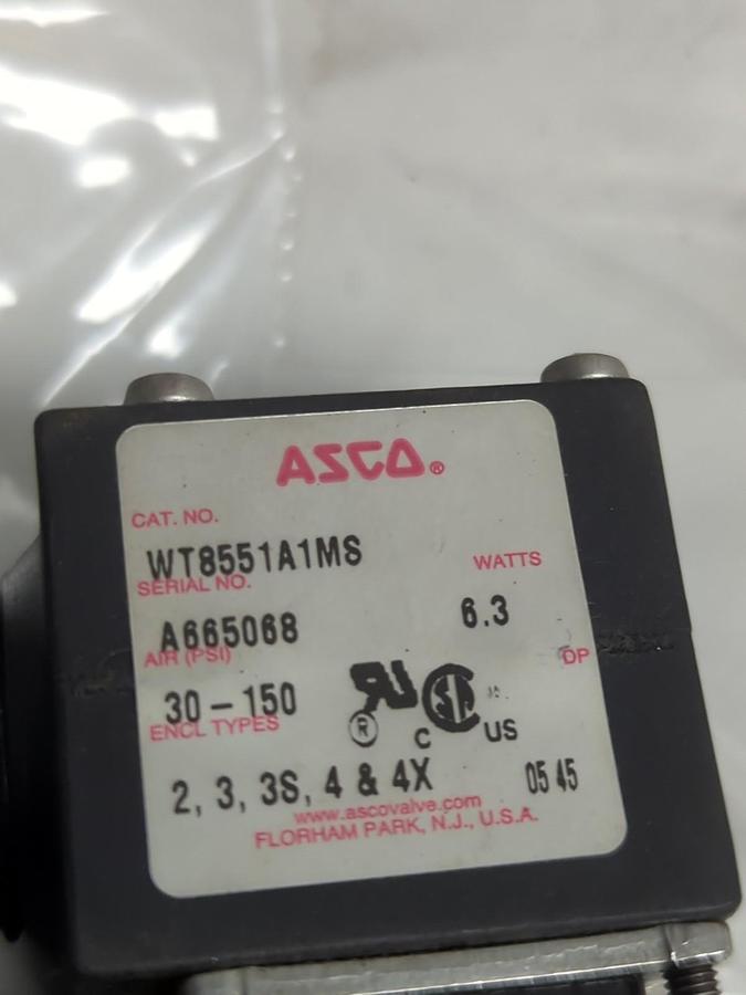 Used ASCO,8551ADD1ECYZ,SOLENOID VALVE 120V PRE-OWNED