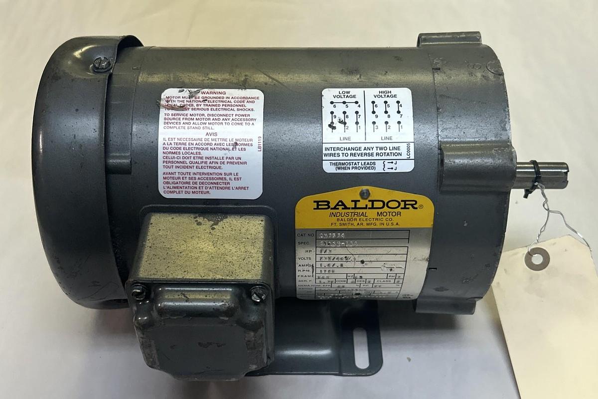 Used BALDOR,CM3534,MOTOR 1/3HP 1725RPM 230/460V 3PH 56C FRAME
