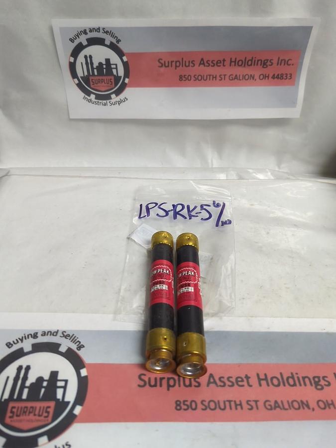 Used COOPER BUSSMANN,LPS-RK-5-6/10,LOW-PEAK 5-6/10 AMP FUSE LOT OF 2 PRE-OWNED