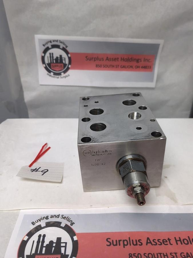 Used SUN HYDRAULICS,IBP,MANIFOLD IEDO-A2 WITH NCEB-LCN CARTRIDGE VALVE USED