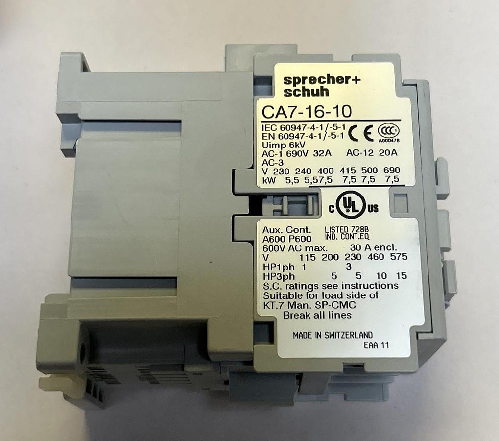 Used SPRECHER & SCHUH,CA7-16-10-120,CONTACTOR NEW