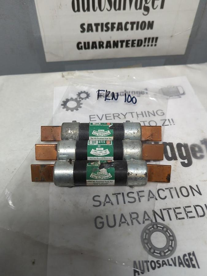 COOPER BUSSMANN,FRN-100,FUSETRON 100 AMP FUSES LOT OF 3 NOS