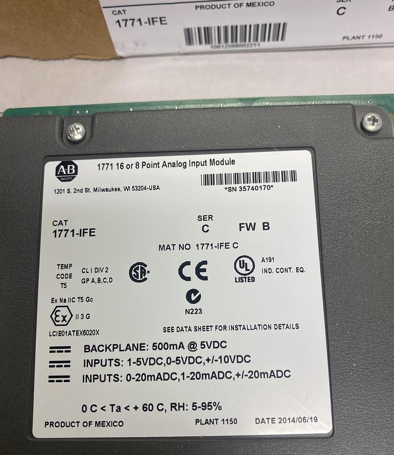 Used ALLEN BRADLEY,1771-IFE,SER C FW B ANALOG INPUT MODULE REFURBISHED