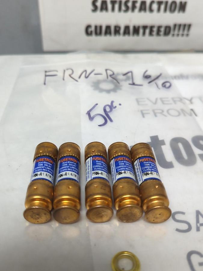 COOPER BUSSMANN,FRN-R-1-6/10,FUSETRON 1-6/10 AMP FUSE LOT OF 5 NOS