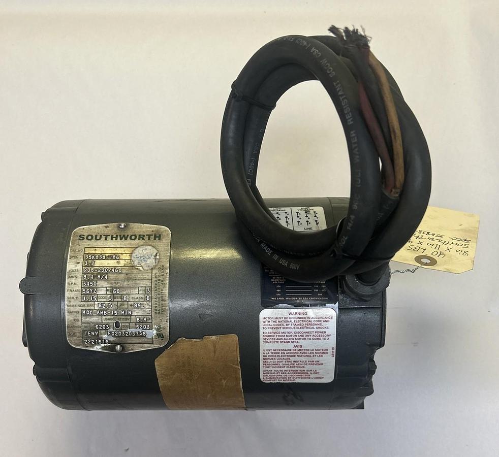 Used BALDOR,35K838-186,MOTOR 3.2HP 3450RPM 208-230/460V 56YZ FR
