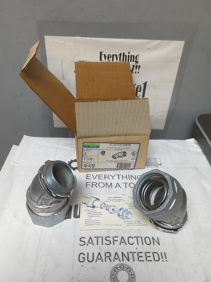 O-Z GEDNEY,4Q-4150,1-1/2 INCH 45 DEG LIQUID TIGHT CONNECTORS BOX OF 2 NEW