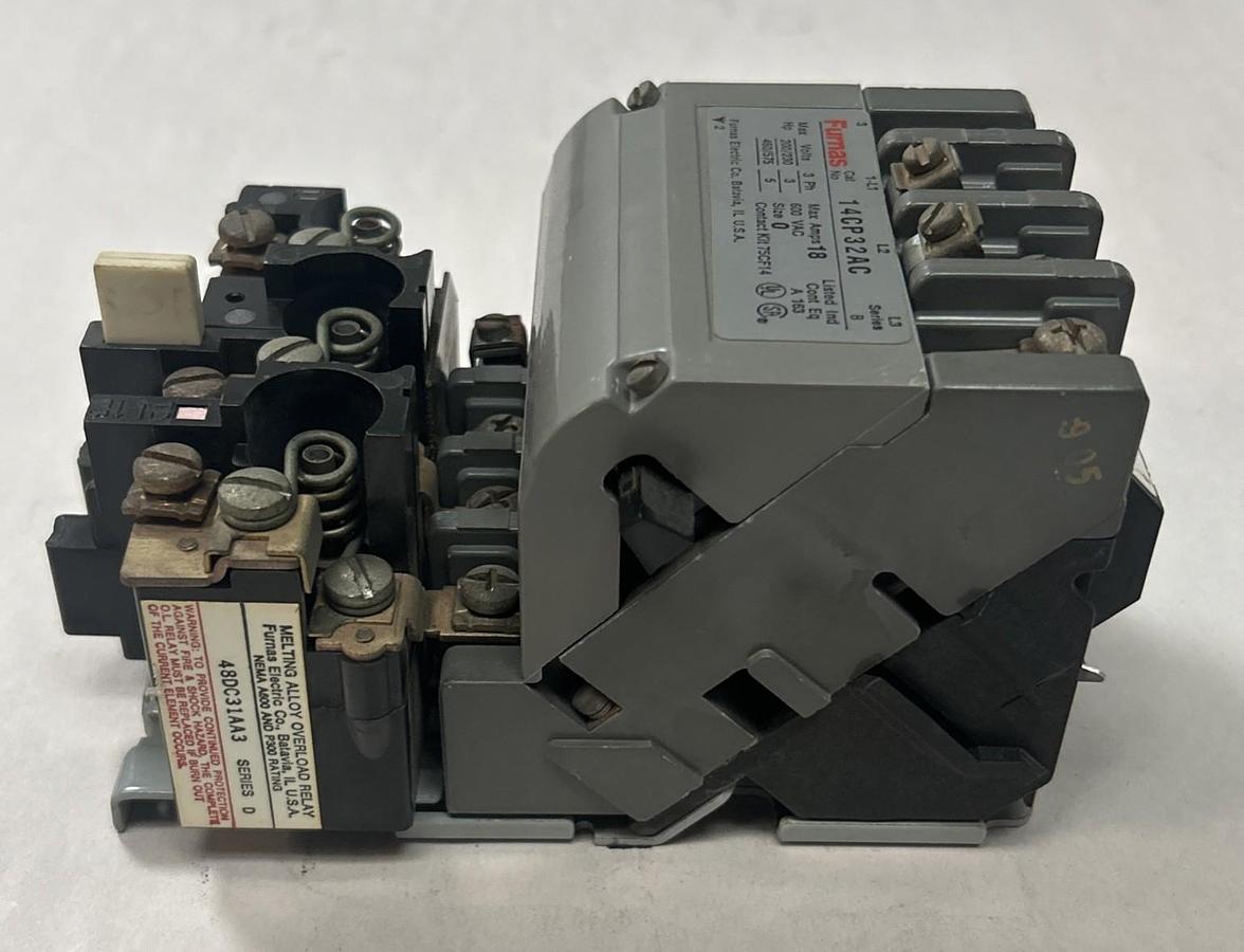 Used FURNAS,14CP32AC,MOTOR STARTER SIZE 0 18A 600V
