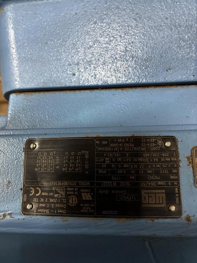 WEG,07518EP3E365T-W21,SEVERE DUTY MOTOR 75HP 1775RPM 364T 365T 3PH