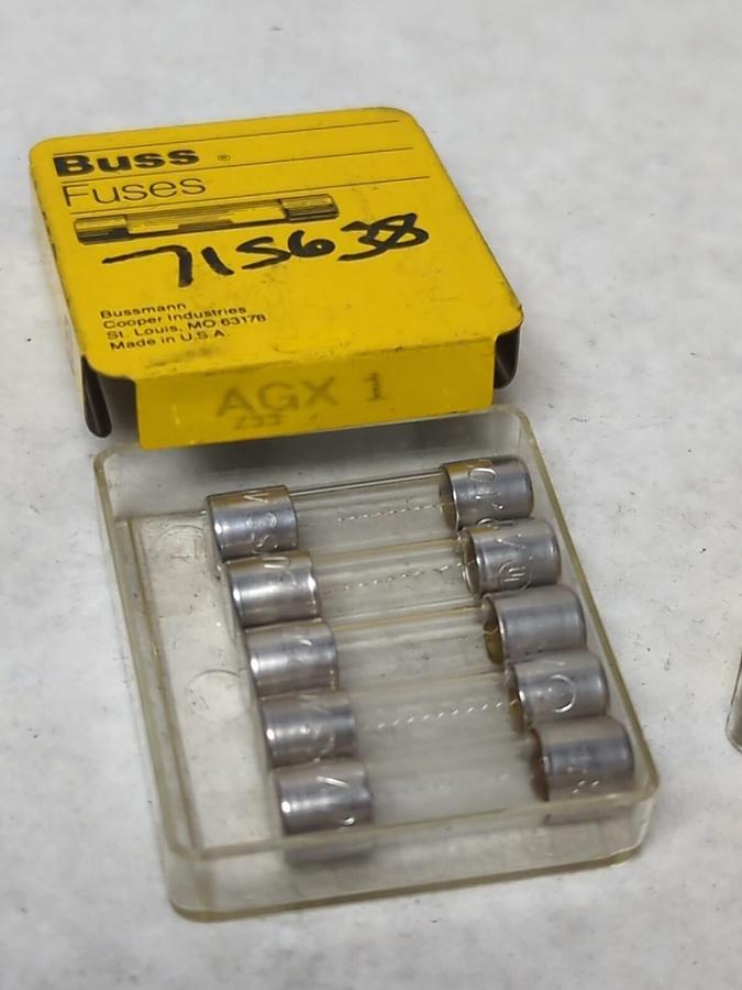 COOPER BUSSMANN,AGX-1,CARTRIDGE FUSE 1 AMP LOT OF 10 NOS