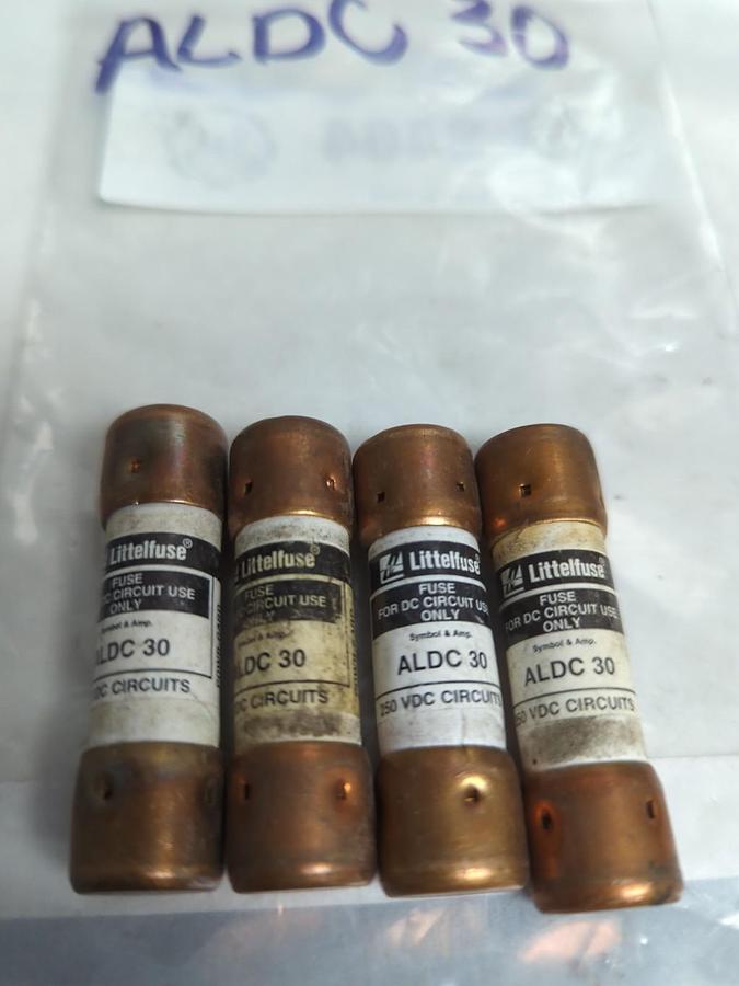 Used LITTELFUSE,ALDC30,DC CIRCUIT 30 AMP FUSE ONE-TIME 60 AMP FUSE LOT OF 4 PRE-OWNED