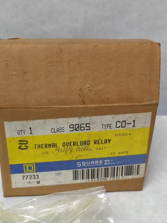 SQUARE D,77233,CLASS 9065 TYPE CO-1 THERMAL OVERLOAD RELAY NEW
