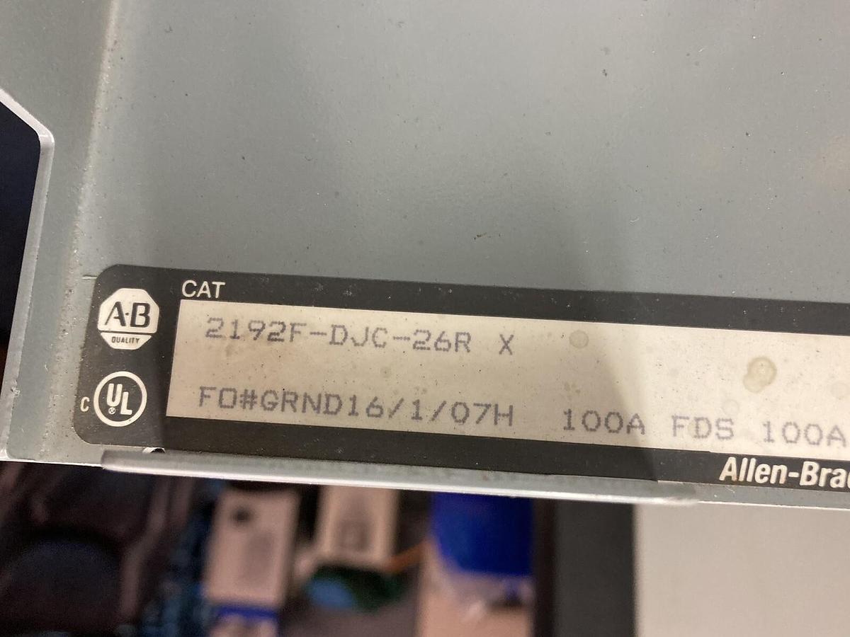 Used Allen-Bradley,2100 2192F,18 Inch 100 Amp Fused MCC Disconnect Feeder Bucket