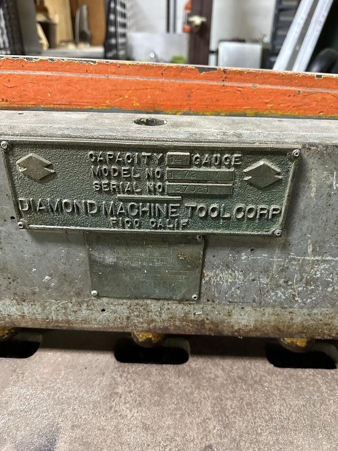 Used Diamond Machine 1472,72" 14 Gauge Power Squaring Shear