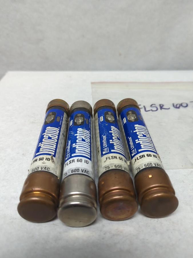 Used LITTELFUSE,FLSR60ID,INDICATOR 60 AMP FUSE LOT OF 4 PRE-OWNED