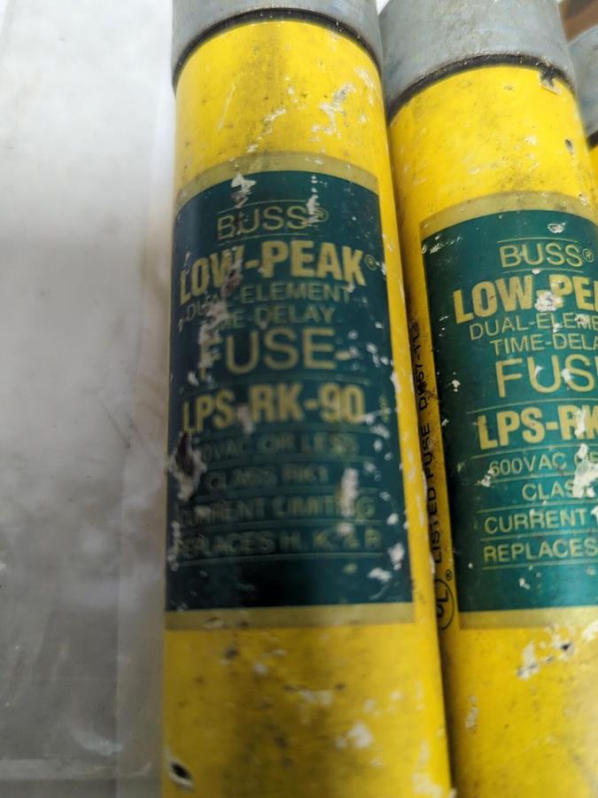 COOPER BUSSMANN,LPS-RK-90,LOW-PAK 90 AMP FUSES LOT OF 3 NOS