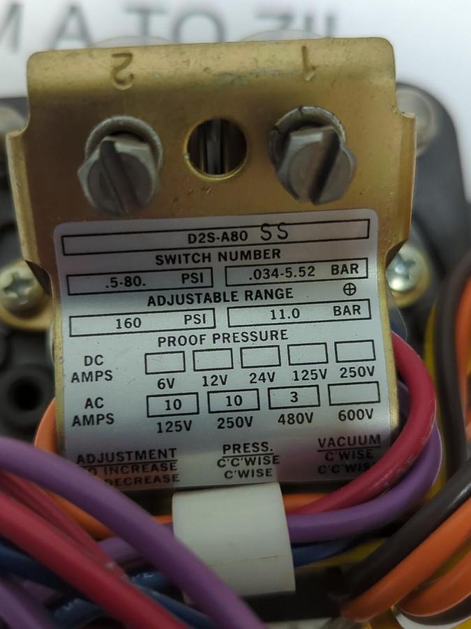 BARKSDALE,D2S-A80SS,DIAPHRAGM PRESSURE SWITCH 160 PSI NOS