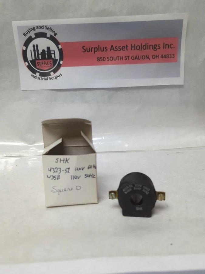 Used SQUARE D,4323-S1-W35A,MAGNETIC COIL SHK 120V 60HZ 110V 50HZ PRE-OWNED