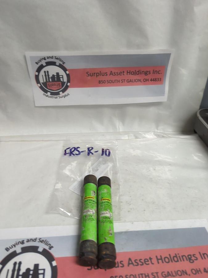 Used COOPER BUSSMANN,FRS-R-10,FUSETRON 10AMP FUSE LOT OF 2 PRE-OWNED