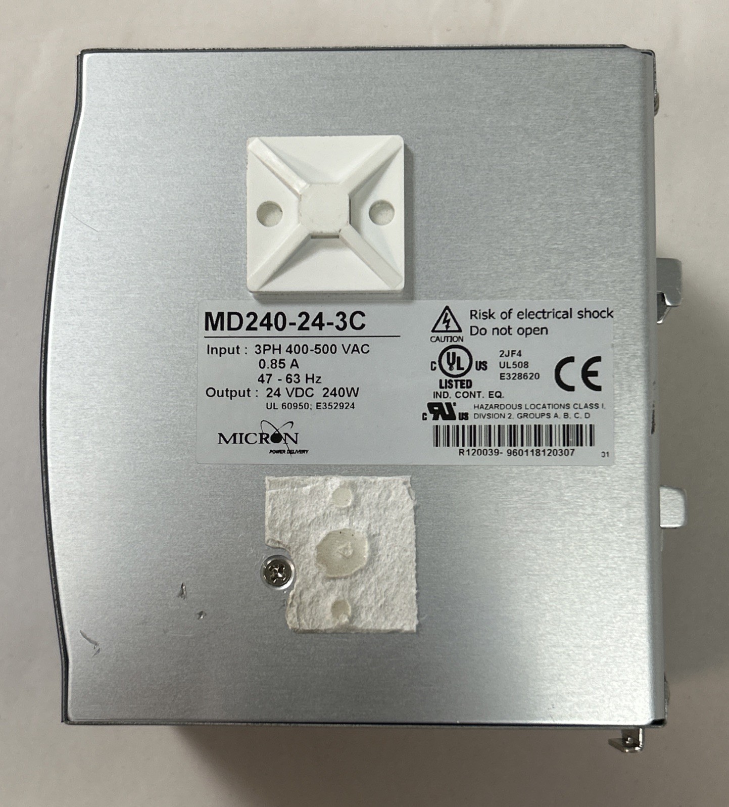 Used MICRON,MD240-24-3C,DINERY POWER SUPPLY 24VDC 10A