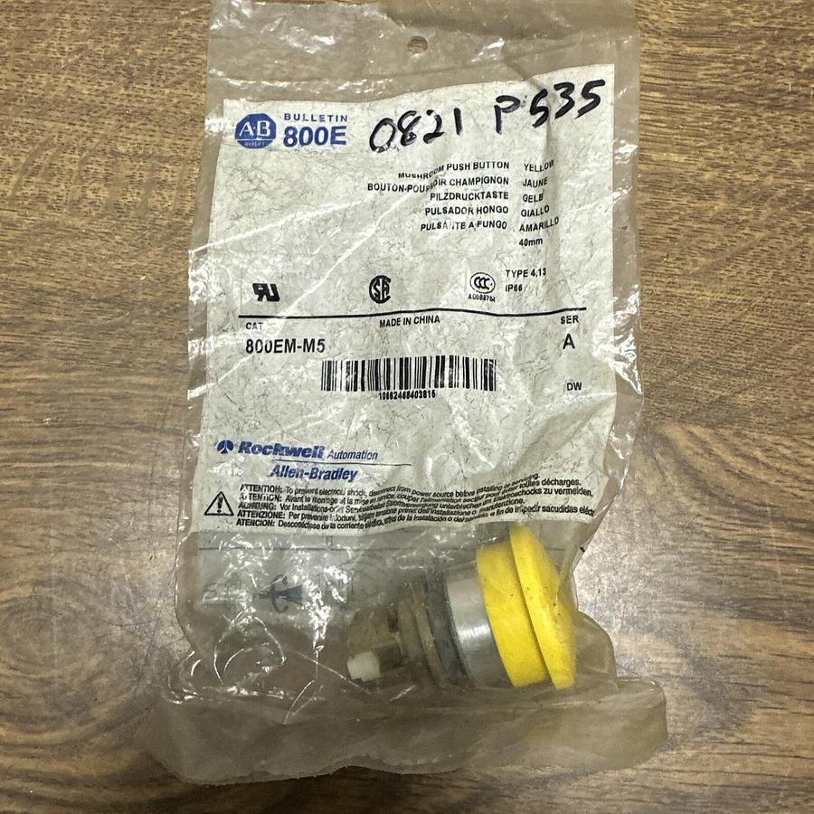 Used Allen-Bradley,800EM-M5,Yellow Mushroom Head Pushbutton