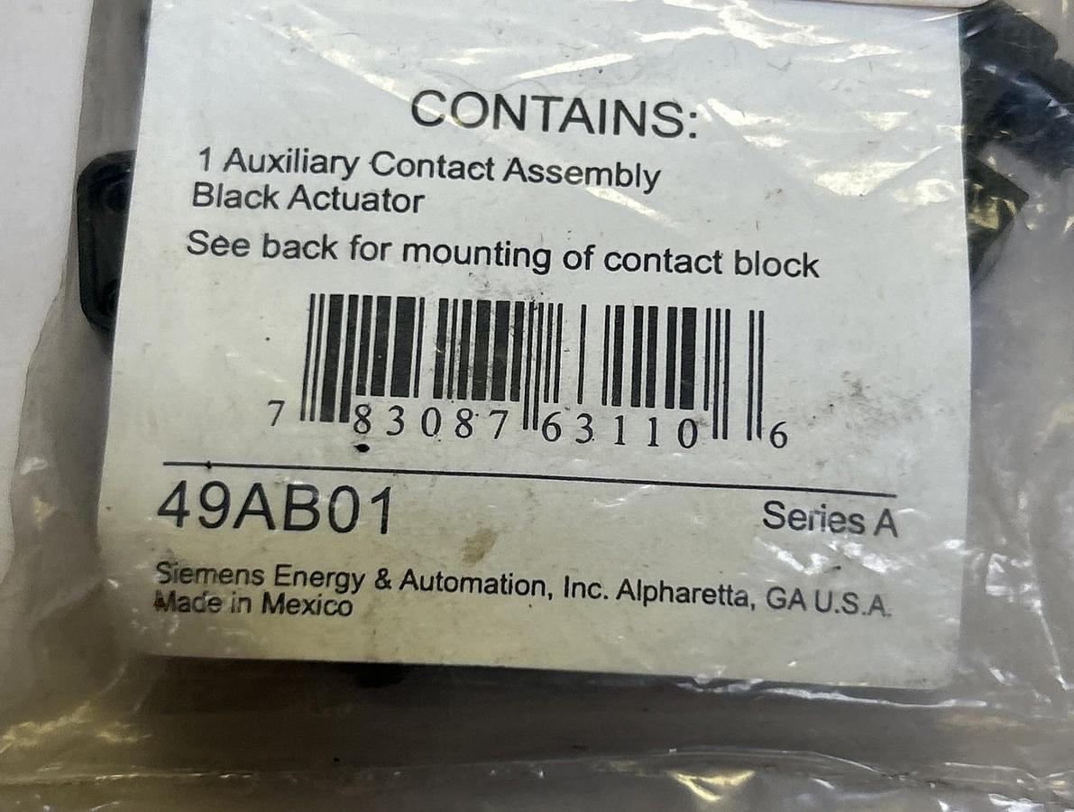 Used SIEMENS,49AB01,AUXILIARY CONTACT ASSEMBLY NEW