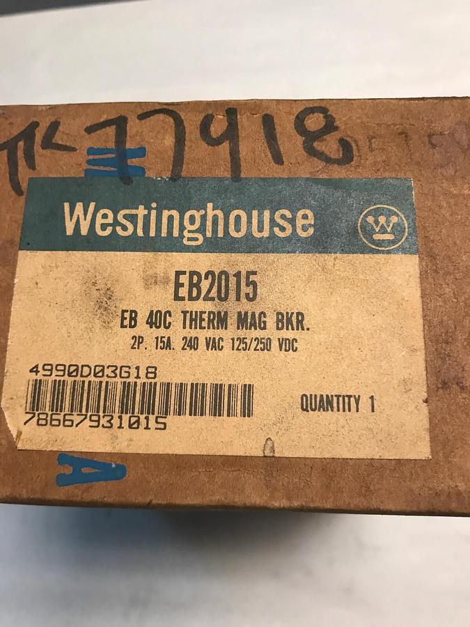Westinghouse,EB2015,Therm Mag Circuit Breaker 50AMP 240V