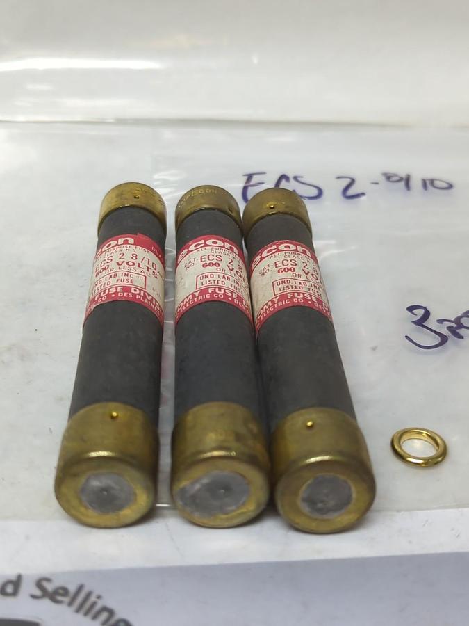 Used FEDERAL PACIFIC,ECS-2-8/10,ECON 2-8/10 AMP FUSE LOT OF 3 PRE-OWNED