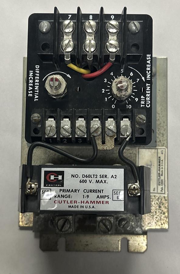 Used CUTLER HAMMER,D60LA1,ADJUSTABLE CURRENT RELAY