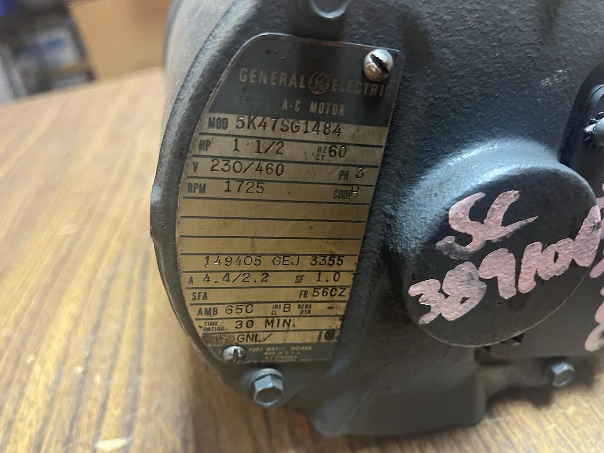 Used GE,5K47SG1484,MOTOR 1.5HP 56CZ 3PH 1725RPM