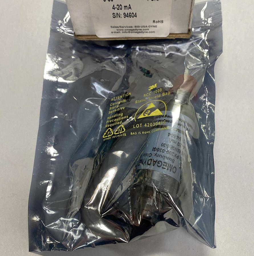 Used OMEGA,PX209-030GI,PRESSURE SENSOR 0-30 PSI NEW