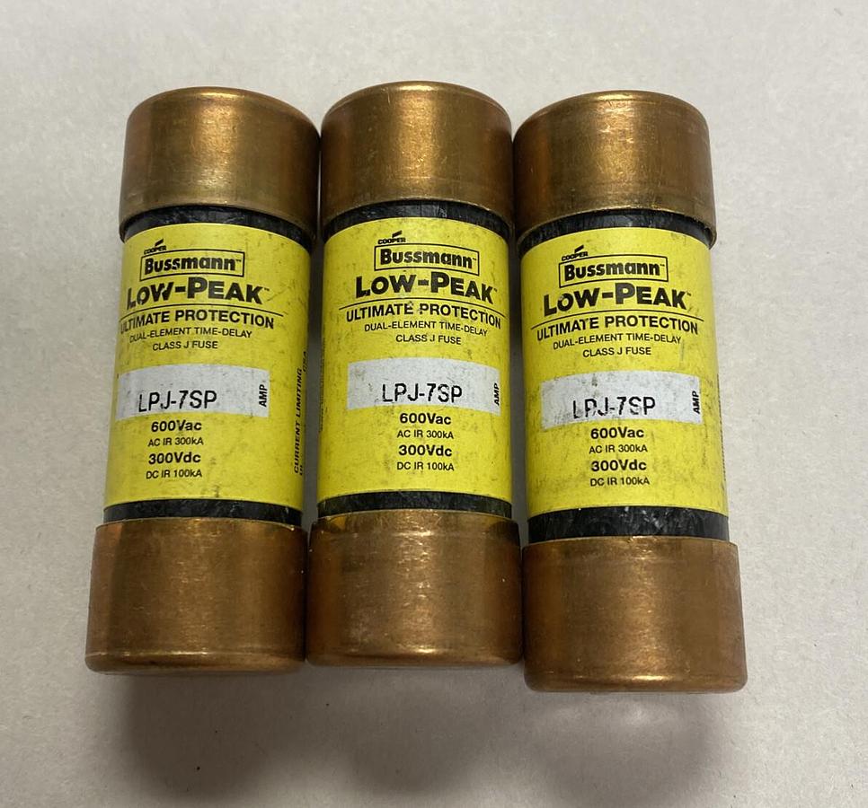 COOPER BUSSMANN,LPJ-7SP,LOW-PEAK 7 AMP FUSE LOT OF 3 NEW NO BOX